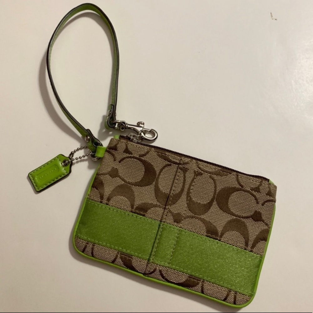Coach Logo Monogram Green Wristlet